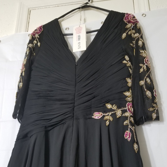 LASTING MOMENTS Black Embroidered Chiffon Gown - Picture 6 of 6